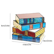 Ladda upp bild till gallerivisning, 📚Lampa med staplade böcker i målat glas
