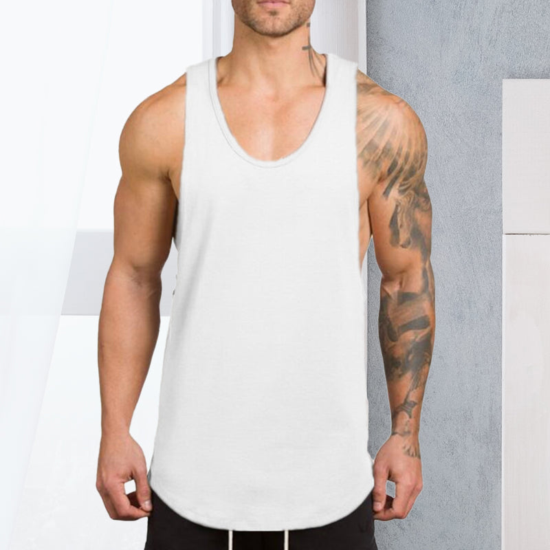 Solid color men's fitness tank top