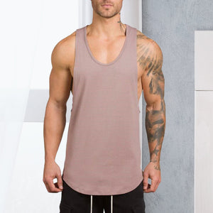 Solid color men's fitness tank top