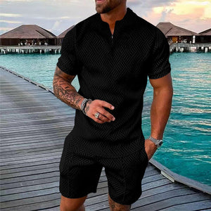 Casual printed set of Polo T-shirt and shorts for men