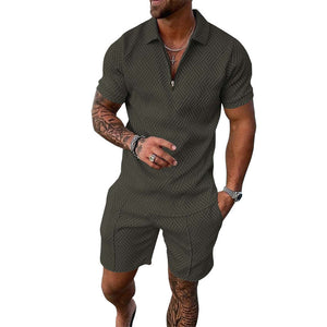 Casual printed set of Polo T-shirt and shorts for men