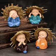 Ladda upp bild till gallerivisning, Babyhatt i polyresin Monk Buddha Idols (4st)
