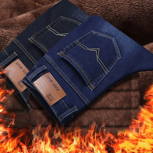 Male Loose Stretchy Denim Straight Pants