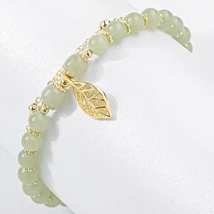 Hetian Jade Armband med Löv