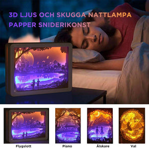 3D ljus och skugga nattlampa papperssnideri konst