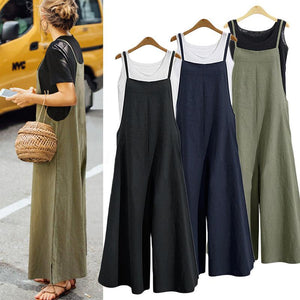 Sommar damer Casual Loose Solid Tank Jumpsuit