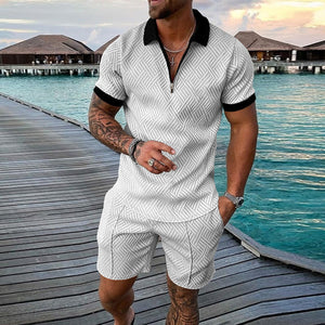 Casual printed set of Polo T-shirt and shorts for men