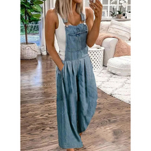 Ladda upp bild till gallerivisning, Casual denimficka jumpsuit med vida ben
