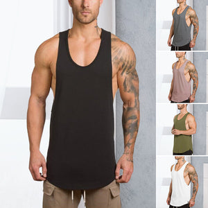 Solid color men's fitness tank top