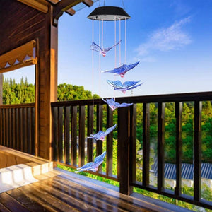 Färgbyte Solar LED Vattentät Fjäril Wind Chimes