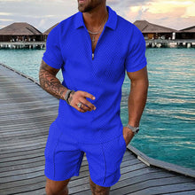 Ladda upp bild till gallerivisning, Casual printed set of Polo T-shirt and shorts for men
