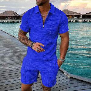 Casual printed set of Polo T-shirt and shorts for men