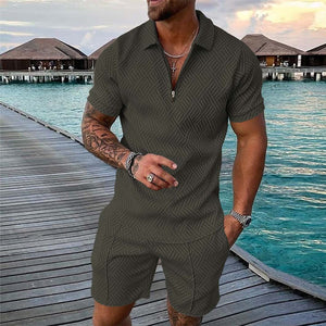 Casual printed set of Polo T-shirt and shorts for men