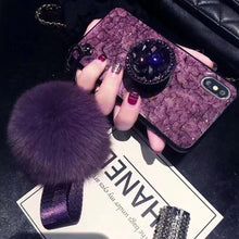 Ladda upp bild till gallerivisning, Hair Ball Airbag Bracket Holder Diamond iPhone Case
