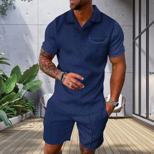 Casual printed set of Polo T-shirt and shorts for men