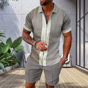 Casual printed set of Polo T-shirt and shorts for men