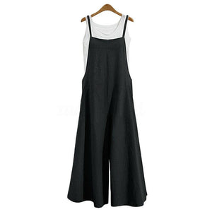 Sommar damer Casual Loose Solid Tank Jumpsuit