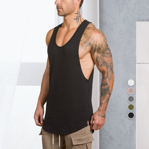 Solid color men's fitness tank top