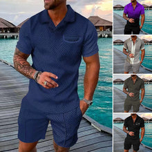 Ladda upp bild till gallerivisning, Casual printed set of Polo T-shirt and shorts for men
