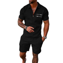 Ladda upp bild till gallerivisning, Casual printed set of Polo T-shirt and shorts for men
