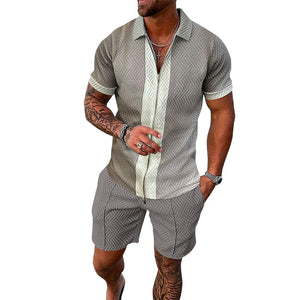 Casual printed set of Polo T-shirt and shorts for men