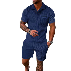 Casual printed set of Polo T-shirt and shorts for men